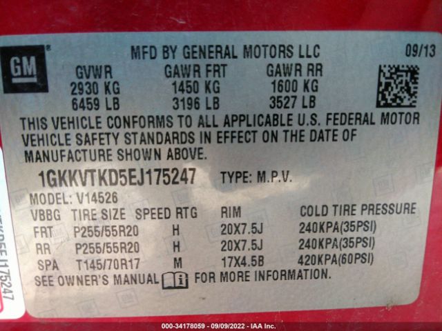 1GKKVTKD5EJ175247 GMC Acadia Denali