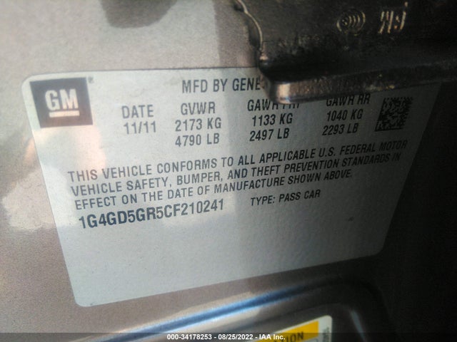 2012 BUICK LACROSSE PREMIUM 1 VIN: 1G4GD5GR5CF210241