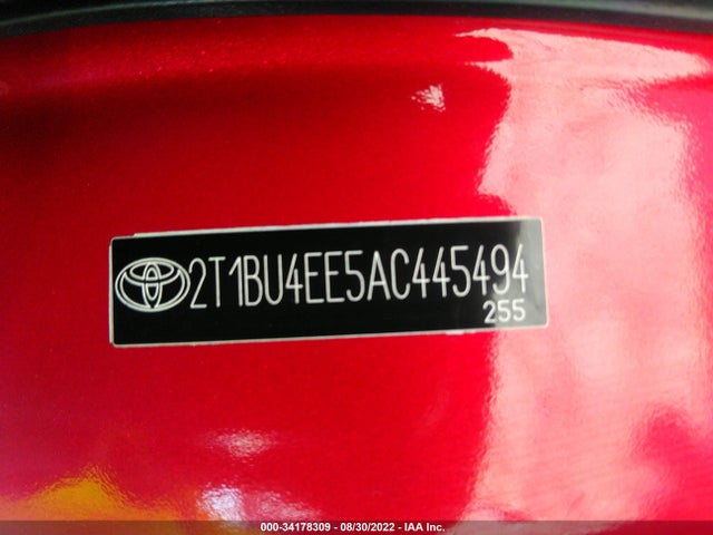 2010 TOYOTA COROLLA VIN: 2T1BU4EE5AC445494