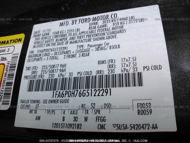 Ford FUSION SE 2016 1FA6P0H76G5122291 Image 9