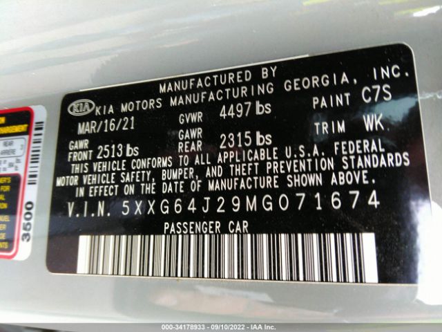 5XXG64J29MG071674 KIA K5 Gt-line