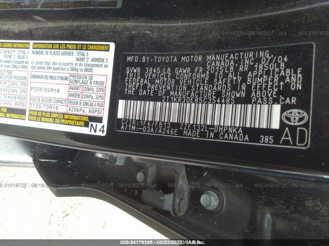 Toyota Matrix Xr 2005 2T1KR30E85C354485 Image 10