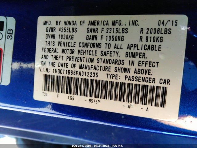 Honda Accord Coupe Ex-l 2015 1HGCT1B86FA012235 Image 9