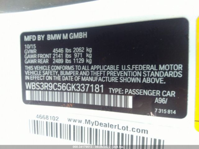 WBS3R9C56GK337181 BMW M4