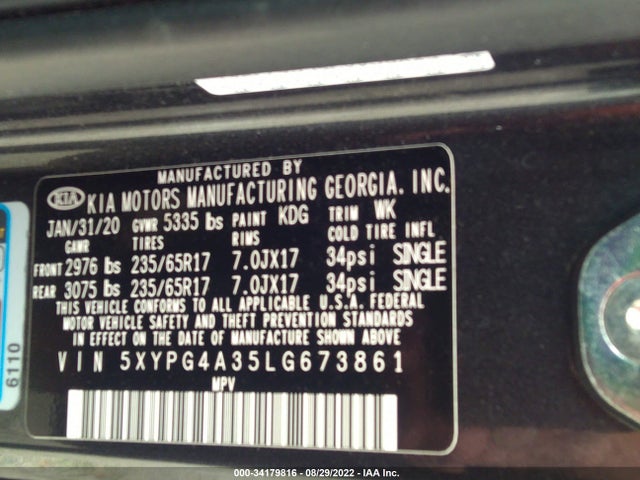 2020 Kia Sorento, VIN: 5XYPG4A35LG673861
