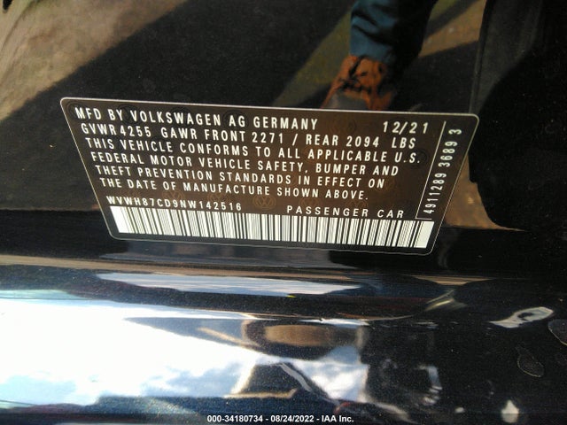 2022 Volkswagen Golf GTI, VIN: WVWH87CD9NW142516