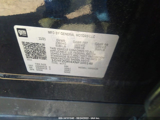 2022 Cadillac XT4, VIN: 1GYFZDR4XNF100148