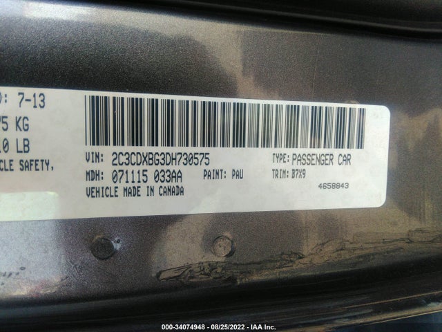 2013 DODGE CHARGER SE VIN: 2C3CDXBG3DH730575