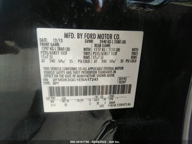 Ford EDGE SE 2014 2FMDK3GC1EBA17243 Image 9