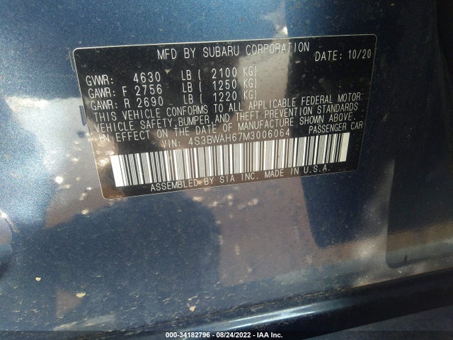 2021 Subaru Legacy, VIN: 4S3BWAH67M3006064