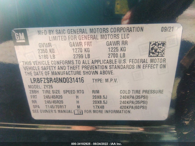 2022 Buick Envision, VIN: LRBFZSR48ND031416