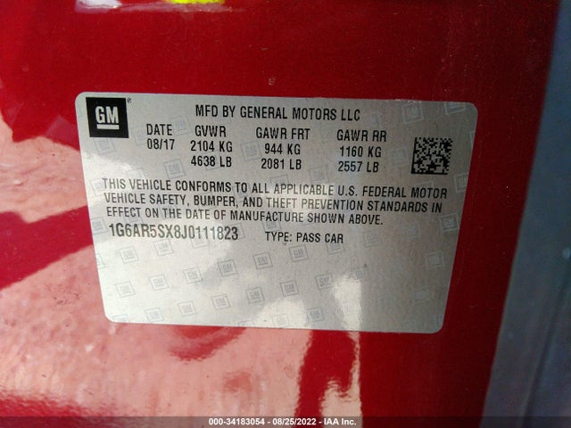 1G6AR5SX8J0111823 Cadillac Cts Sedan Luxury Rwd
