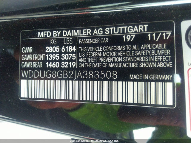 2018 Mercedes-Benz S-Class, VIN: WDDUG8GB2JA383508