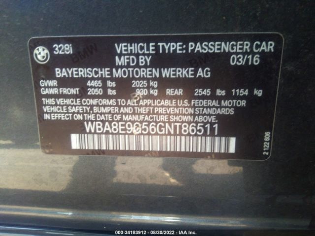 WBA8E9G56GNT86511 BMW 3 Series 328i
