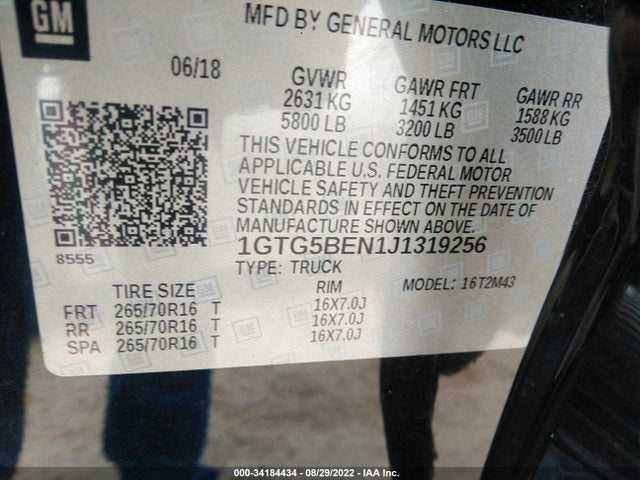 2018 GMC Canyon, VIN: 1GTG5BEN1J1319256