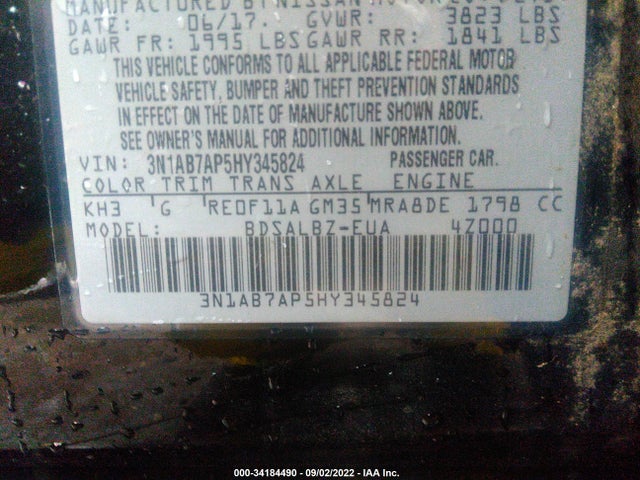 Nissan SENTRA S 2017 3N1AB7AP5HY345824 Image 9