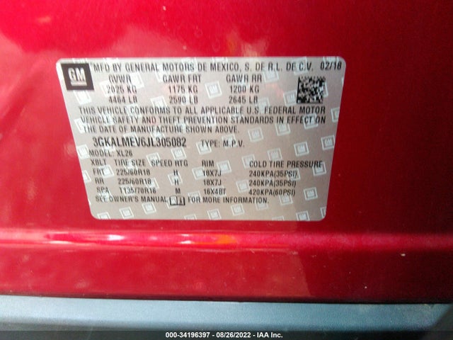 GMC Terrain Sle 2018 3GKALMEV6JL305082 Image 9