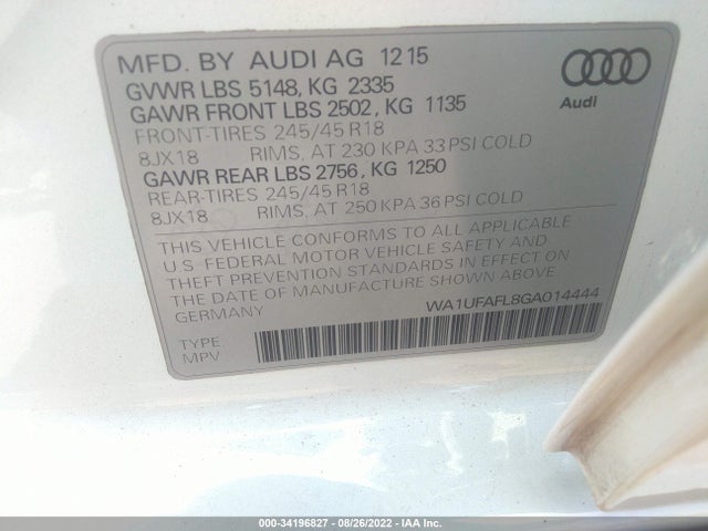 2016 Audi A6, VIN: WA1UFAFL8GA014444