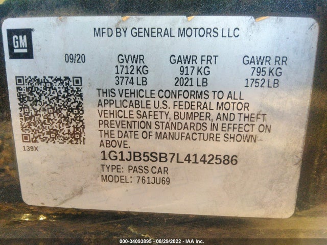 Chevrolet SONIC LS 2020 1G1JB5SB7L4142586 Image 11