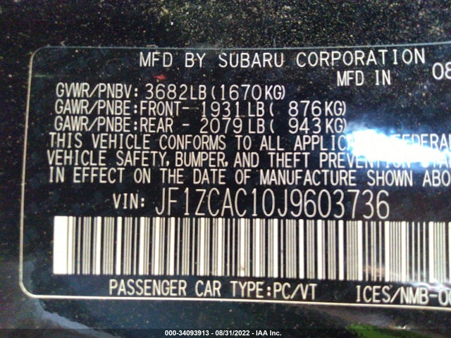 2018 Subaru BRZ, VIN: JF1ZCAC10J9603736