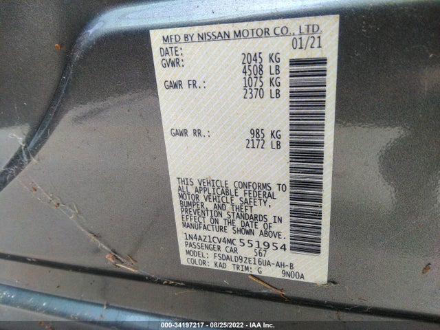 2021 Nissan Leaf, VIN: 1N4AZ1CV4MC551954