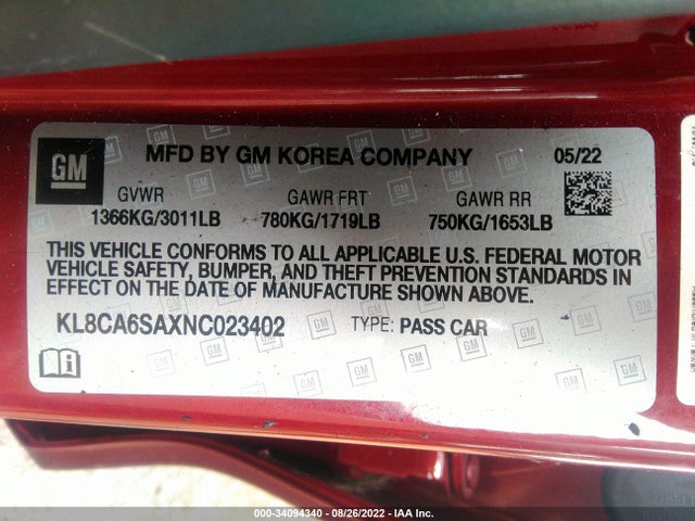 Chevrolet SPARK LS 2022 KL8CA6SAXNC023402 Image 9