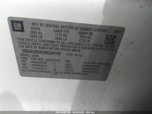 GMC Terrain Sle 2017 2GKALNEK5H6344188 Image 9