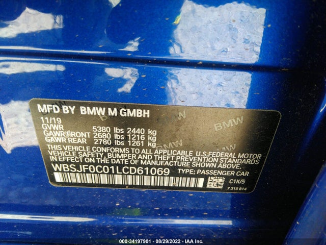2020 BMW M5, VIN: WBSJF0C01LCD61069