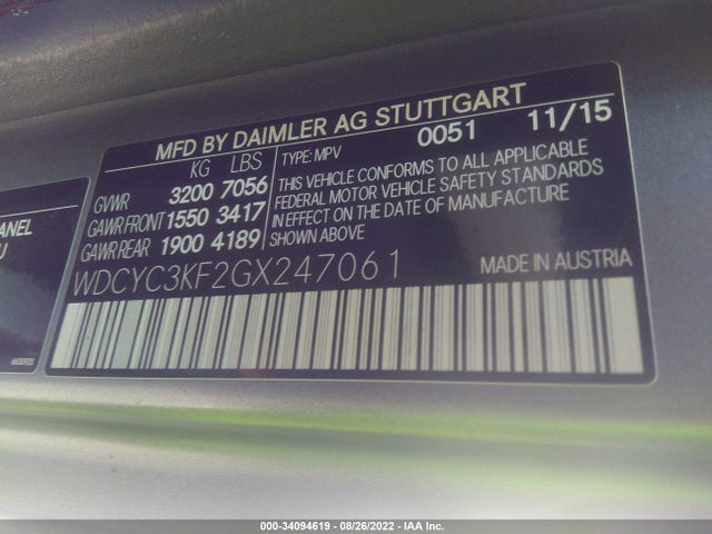 2016 Mercedes-Benz G-Class, VIN: WDCYC3KF2GX247061