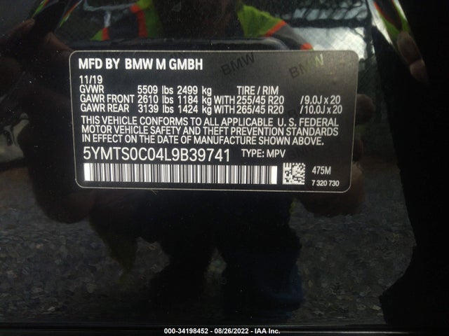 2020 BMW X3, VIN: 5YMTS0C04L9B39741