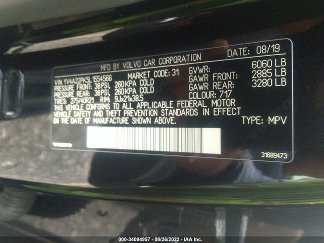 2020 Volvo XC90, VIN: YV4A22PK5L1554566