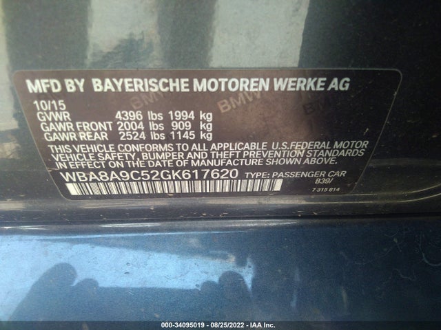 BMW 3 Series 320i 2016 WBA8A9C52GK617620 Image 10