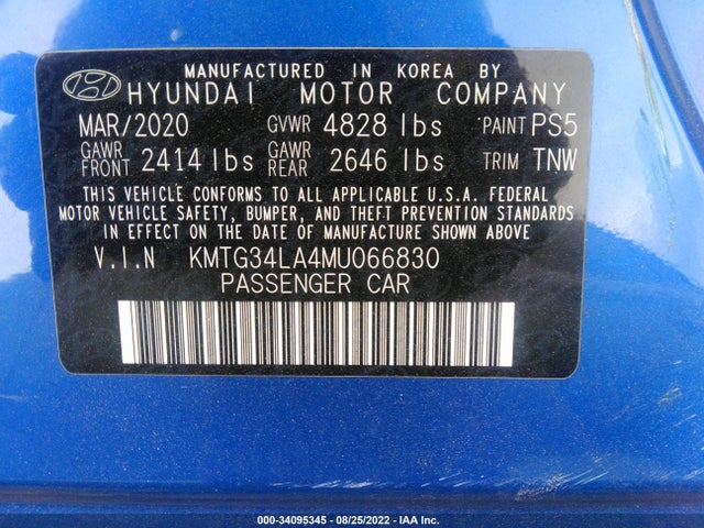 2021 Genesis G70, VIN: KMTG34LA4MU066830
