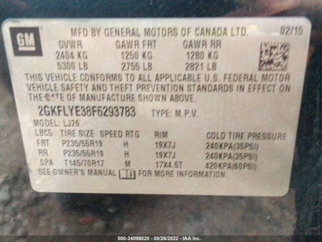 2GKFLYE38F6293783 GMC Terrain Slt