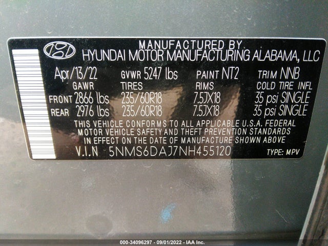 Hyundai Santa Fe Xrt 2022 5NMS6DAJ7NH455120 Image 11