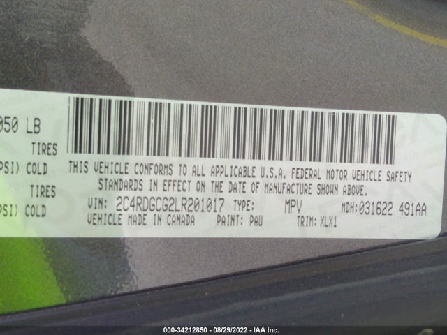 2020 Dodge Grand Caravan, VIN: 2C4RDGCG2LR201017