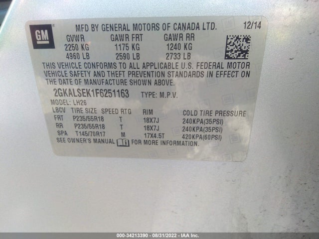 2015 GMC Terrain, VIN: 2GKALSEK1F6251163
