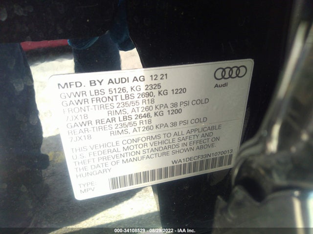2022 Audi Q3, VIN: WA1DECF33N1070013