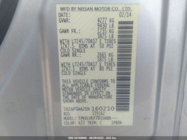 5BZAF0AA2EN160210 Nissan Nvp Sl