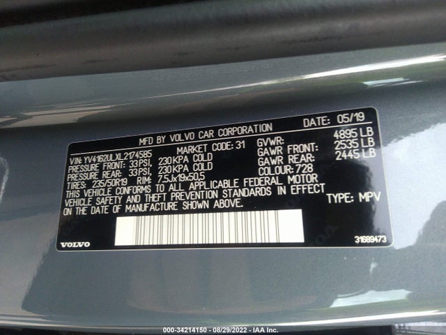 2020 Volvo XC40, VIN: YV4162ULXL2174585