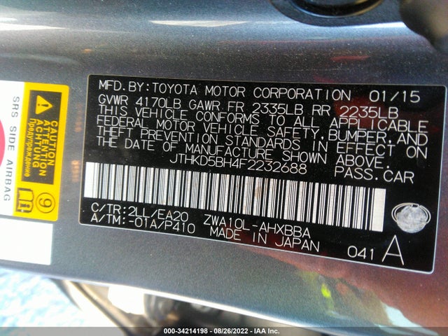 2015 Lexus CT, VIN: JTHKD5BH4F2232688