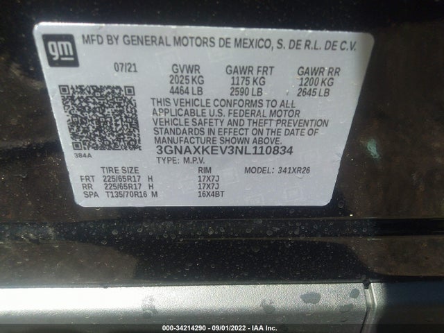 Chevrolet EQUINOX LT 2022 3GNAXKEV3NL110834 Image 9