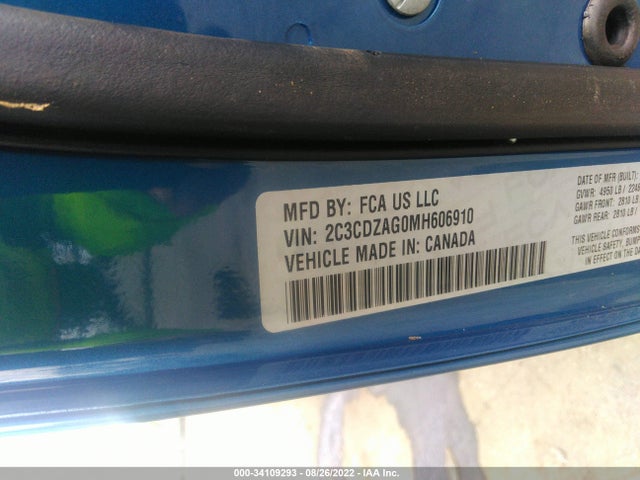 Dodge Challenger Sxt 2021 2C3CDZAG0MH606910 Image 10