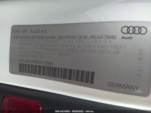 2021 Audi A5, VIN: WAUDACF55MA013004