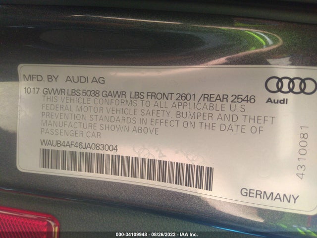 2018 Audi S4, VIN: WAUB4AF46JA083004