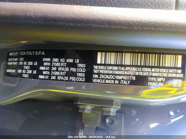 2021 Jeep Renegade, VIN: ZACNJDC16MPN31778