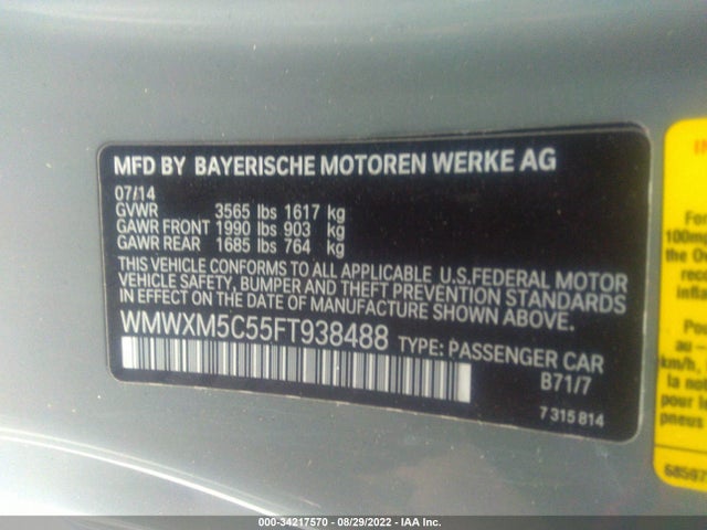 Mini COOPER HARDTOP 2015 WMWXM5C55FT938488 Image 9