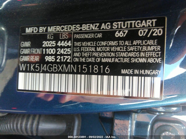 2021 Mercedes-Benz CLA-Class, VIN: W1K5J4GBXMN151816