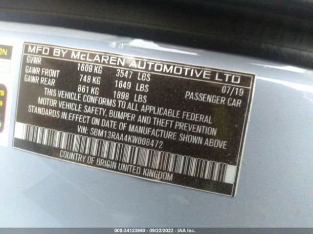 SBM13RAA4KW008472 Mclaren 600LT