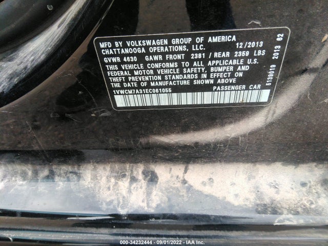 1VWCM7A31EC061055 Volkswagen Passat Sel Premium